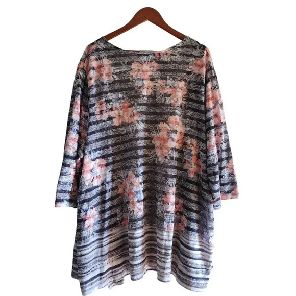 Catherines Cardigan Sweater Size 3x Multicolor Floral Front Open Long Sleeve - Picture 2 of 9